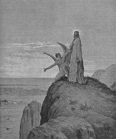 Gesù tentato da Satana in una  incisione di Gustave Duré
