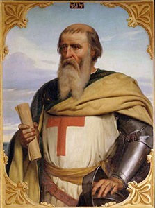 Jean conte di Brienne, legittimo re di Gerusalemme, in un  dipinto di F. Edouard Picot 