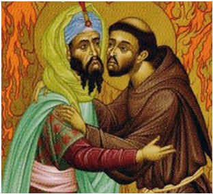 S. Francesco e il Sultano al Malik al Kami, in un dipinto del francescano R. Lentz