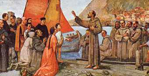 San Francesco si imbarca da Ancona - Dipinto di G. Bocchetti